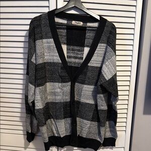 Striped Black and Gray Cardigan